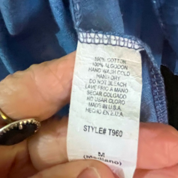 Ladies Vision Maternity Top, Size Medium, blue-grey and white, 2 big ruffles - Picture 4 of 4